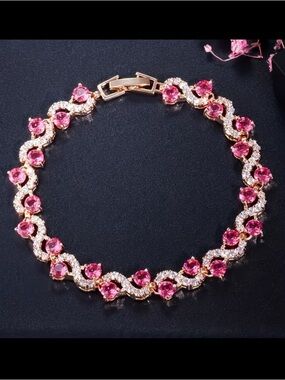 Elegant Pink Stone Tennis Bracelet - Women Jewelry